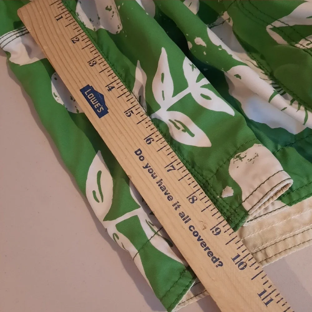 Vtg Abercrombie & Fitch Swim Trunks Mens 36? Green Hawaiian‎ Y2K Cargo Lined